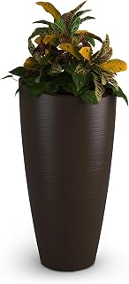 Mayne Modesto 32in Tall Round Modern Planter, Espresso | All season, Indoor/Outdoor, Double-wall design, Fade resistant, 15-year warranty