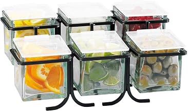 Cal-Mil 1809-39 6 Glass Jar Display, 7" Height, 14" Width, 9" Length, Iron, Silver