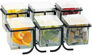 Cal-Mil 1809-39 6 Glass Jar Display, 7" Height, 14" Width, 9" Length, Iron, Silver