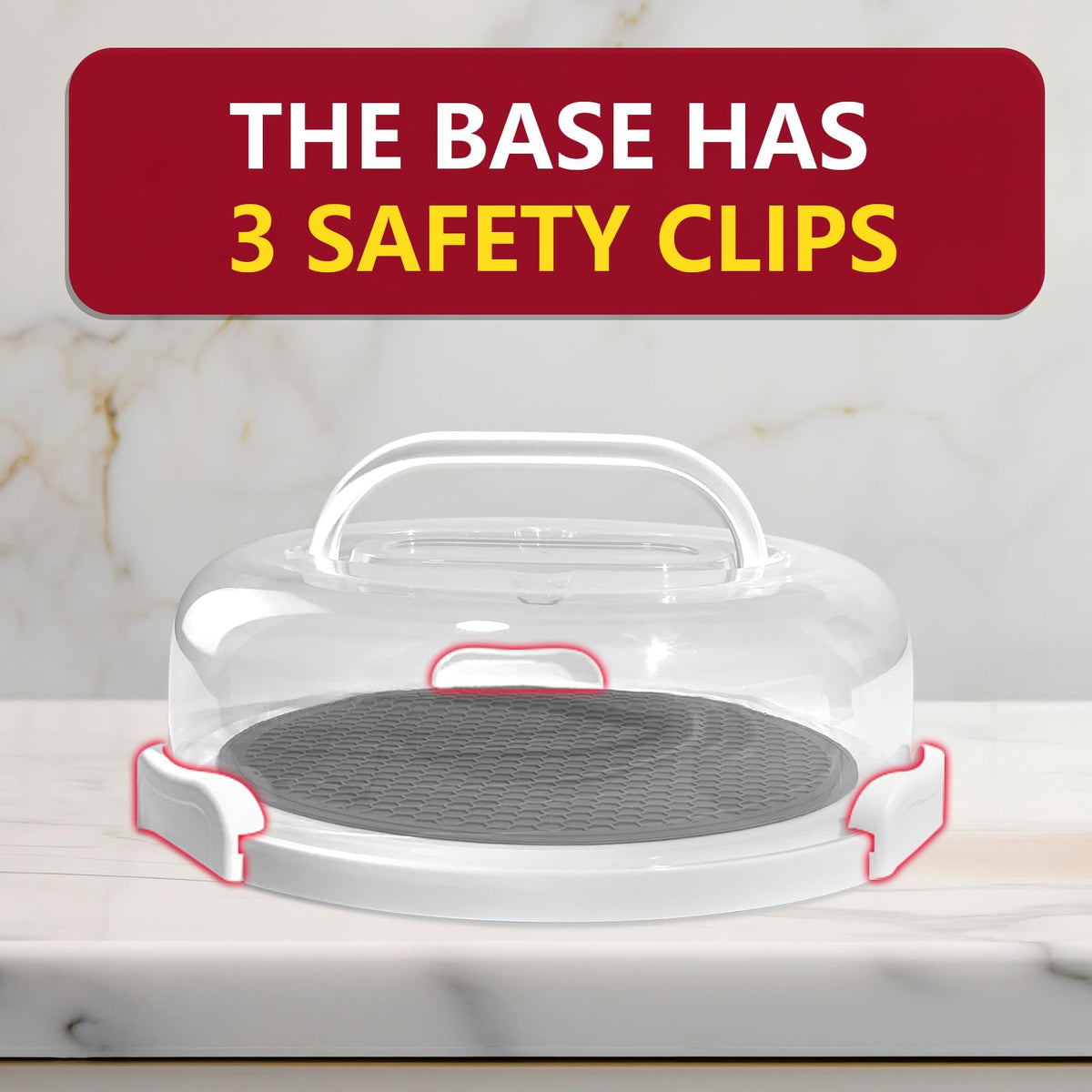 Tmrioplep Pie Carrier Set with Lids and Handles, 12 Inch, Red