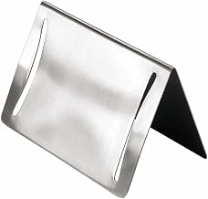 HUBERT Easel Sign Holder Polished Stainless Steel Side Slit Cut Outs - 3 3/4"L x 2 5/8"W x 2 1/2"H