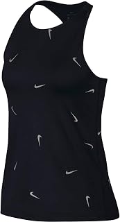 Nike Womens Pro All Over Print Metallic Swoosh Tank Black XS