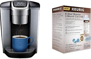 Keurig K-Elite Single-Serve K-Cup Pod Coffee Maker, Brushed Silver & K-Duo 3 Month Care Brewer Maintenance Kit