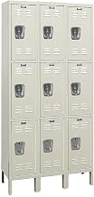HALLOWELL 3-Tier Galvanite Corrosion-Resistant Locker - 12x15x24" Opening - 3 Lockers Wide - Set-Up