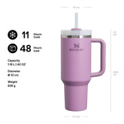 Quencher H2.0 Flowstate Tumbler 1.2L - Kallt I 11 Timmar - Iced I 48 Timmar - Kopp Med Halm by STANLEY – 39.9 Ounces, 1.18 liters, Stainless Steel, Lilac, Model 10-10824-602