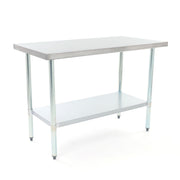 Commercial Prep Work Table by Adcraft – 24" x 48", Stainless Steel, Silver, Model WT-2448-E