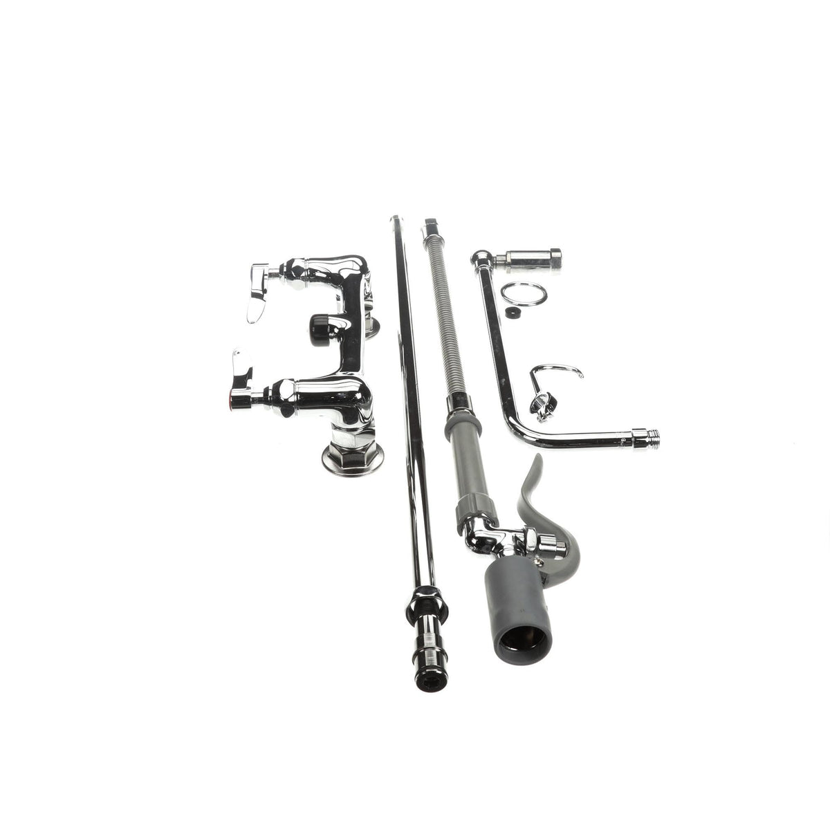 Pre-Rinse Overhead Swivel Arm Wall Mount Base with 8-Inch Centers Low Flow Spray Valve by T&S Brass – not_applicable, Brass, White, Model B-0131-C