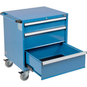 3 Drawers Mobile Modular Drawer Cabinet w/Lock by Global Industrial – 30 inches (W) x 27 inches (D) x 36.7 inches (H), Alloy Steel, Blue, Model 298446BL