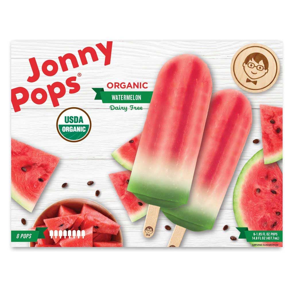 Organic Watermelon Ice Pop - 48 per case. by JonnyPops – 48 pieces, Pack of 48
