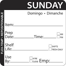 HUBERT "Sunday" Day of The Week Labels Black Flex-Temp Repositional - 2" Square, 500 Per Roll