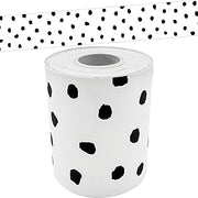 Teacher Created Resources Black Painted Dots on White Straight Rolled Border Trim- 50ft - Decorate Bulletin Boards, Walls, Desks, Windows, Doors, Lockers, Schools, Classrooms, Homeschool & Office