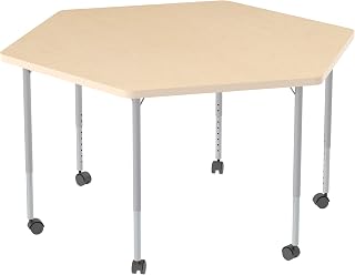Learniture Structure Series Mobile Hex Collaborative Adjustable Height Table