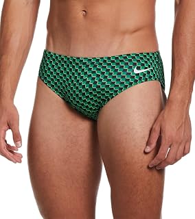 Nike Men's HydraStrong Drippy Check Brief Swimsuit-Court Green (Size 26)