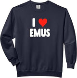 I Love Emus - Heart Cute Funny Zoo Animal Emu Comfort Colors Adult Sweatshirt