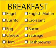 Yellow Check-Off Breakfast Food Label Black Imprint - 2.5" L x 2.125" H