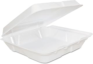 DART Foam Hinged Lid Containers, 8 x 8 x 2 1/4, White, 200/Carton