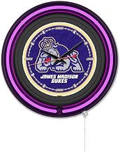 Holland Bar Stool Clk15BKJmsMad NCAA 15 in. Dia. James Madison University Double Neon Wall Clock Black