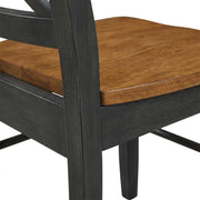 Hardwood X-Back Dining Chairs with Solid Wood Seat Set of by Furnifact – Wood, Hickory and Washed Coal, Pack of 2