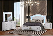 Shiney White 4-Piece Bedroom Set with LED Lighting, Queen