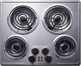 Summit 24" 4 Burner Electric Cooktop, Stainless Steel - CR4SS24 | 208-240V Coil Cooktop, ADA Compliant, Designed for built-in installation in 22.5" x 18.5" cutouts