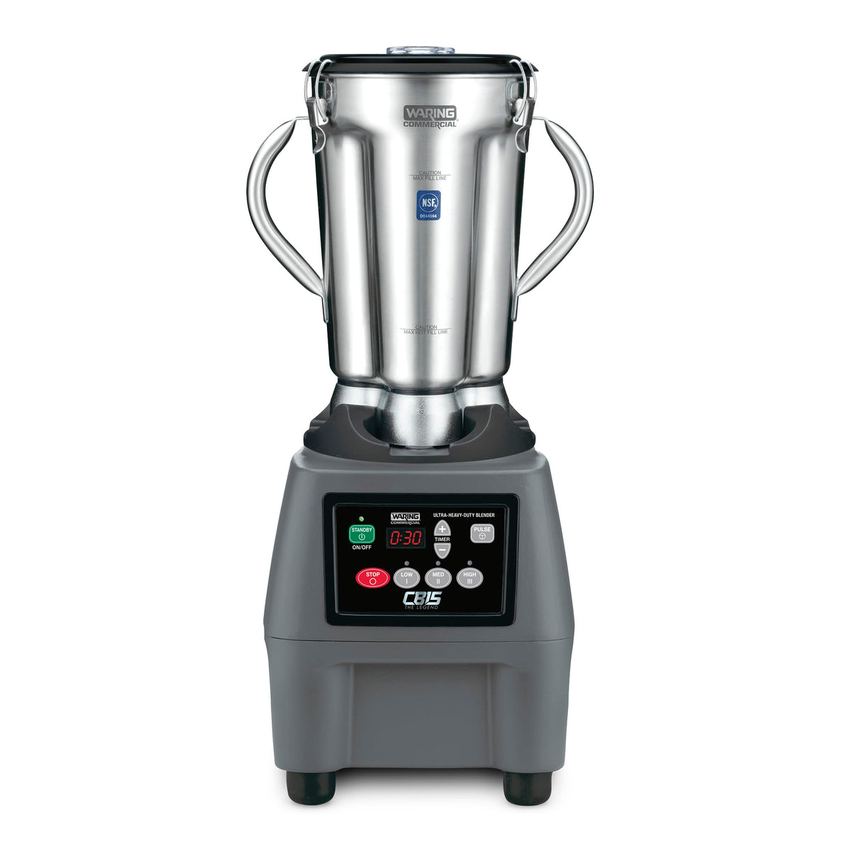 Waring Electronic Touchpad w/3 Minute Timer / Stainless Steel Jar CB15T / 1-Gallon Countertop Blenders