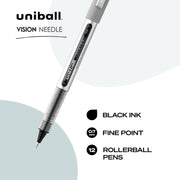 uniball Vision Needle Rollerball Pens by Uni-Ball – 12 Count, Plastic, Black, Pack of 12, Model 1734903