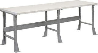 Global Industrial Fixed Height Workbench Flared Leg, 96" W x 30" D x 34" H, 1-5/8" Plastic Laminate Square Edge, Gray