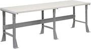 Global Industrial Fixed Height Workbench Flared Leg, 96" W x 36" D x 34" H, 1-5/8" Plastic Laminate Square Edge, Gray