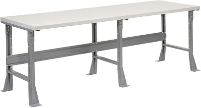 Global Industrial Fixed Height Workbench Flared Leg, 96" W x 36" D x 34" H, 1-5/8" Plastic Laminate Square Edge, Gray