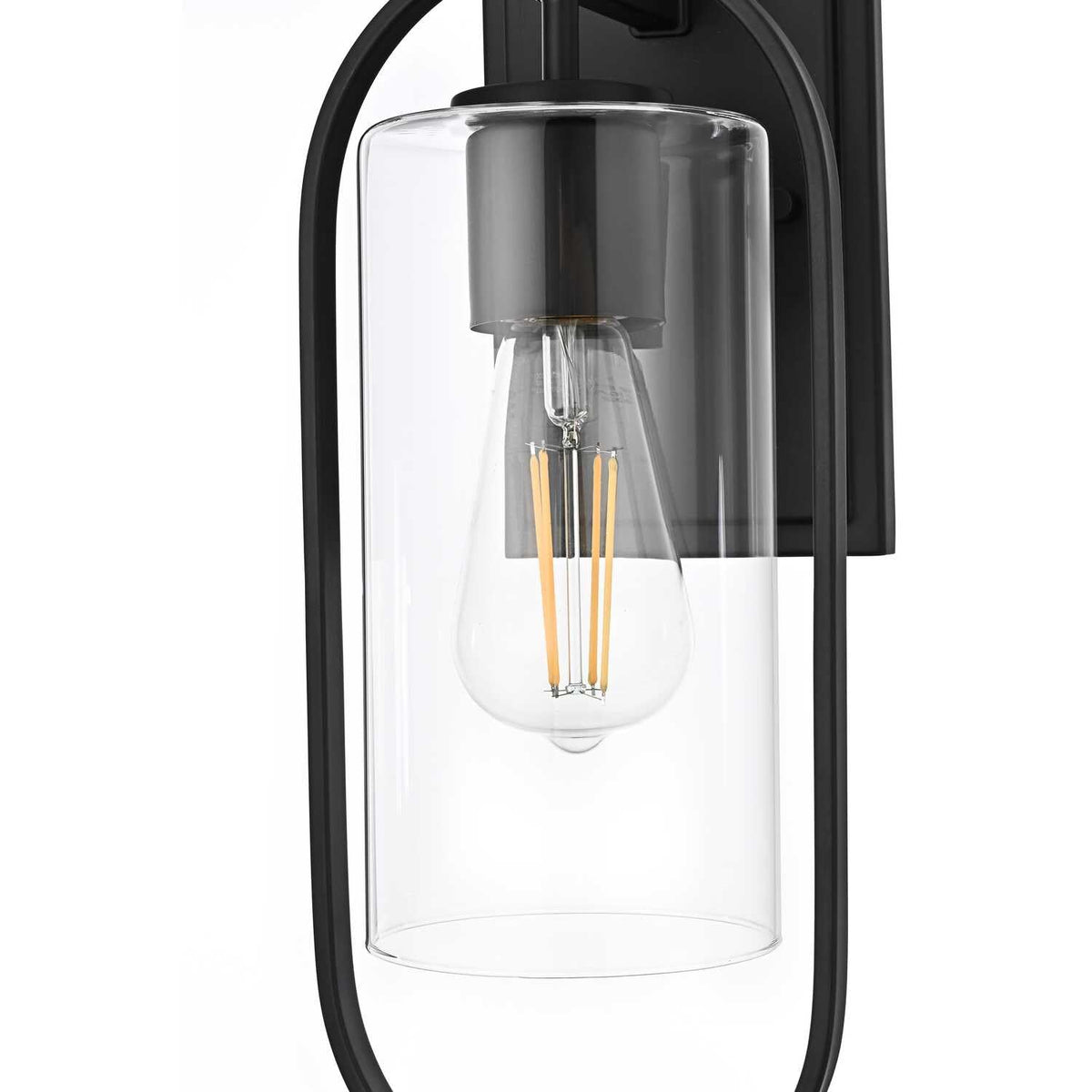 Jaxson One Light Outdoor Wall Sconce Black by Lighting Design – Iron, Black
