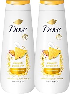 Dove Body Wash, Pineapple + Passion Fruit Scent, 24hr Renewing MicroMoisture, Limited Edition, 20 fl oz, 2 Pack
