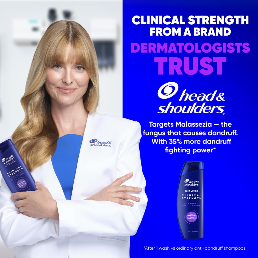 Clinical Strength Advanced Oil Control Anti-Dandruff Shampoo by Head & Shoulders – 13.5 Fl Oz (Pack of 6), 블루., Pack of 6, Model 030772161647