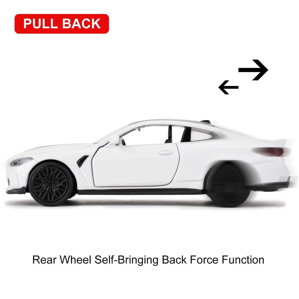 Pull Back Vehicles by RMZ City – 2 inches (W) x 4.5 inches (L) x 1.5 inches (H), Metal, White, Model 554069