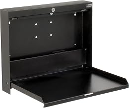 Global Industrial Wall Mounted Fold Down Shop Desk with keyed Lock, Black