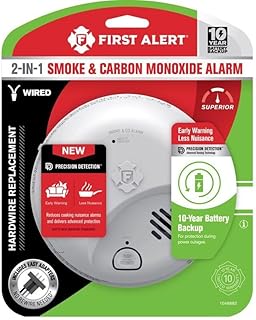 First Alert 10 Year Back Up Hard-Wired w/Battery Back-Up Ionization Smoke and Carbon Monoxide Detect
