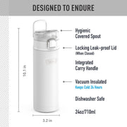 ICON SERIES by THERMOS – 24 Ounces, 24.0 fluid_ounces, Stainless Steel, White, Model IS2252WH4