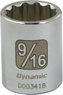 Dynamic Tools 1/4" Drive 12 Point Sae, 9/16" Standard Length, Chrome Finish Socket