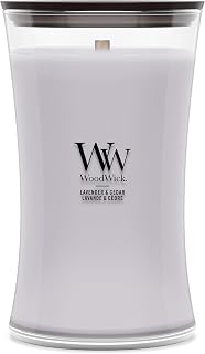 WoodWick Large Hourglass Scented Candle with Crackling Wick | Lavender & Cedar | Up to 130 Hours Burn Time