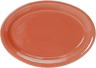Tuxton China CNH-0962 Platter, 9-3/4" x 7", Oval, Coupe, Microwave and Dishwasher Safe, Oven Proof, Fully Vitrified, Ceramic, Concentrix, Cinnebar, Pack of 24