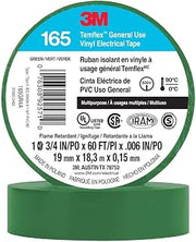 3M ElectricalTape,Vinyl,Green,20ydL,3/4inW 165GR4A - 1 Each