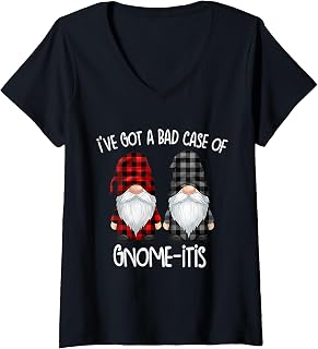 Women's Funny Lazy Gnome Pajama Day Cute Gnome-itis V-Neck T-Shirt