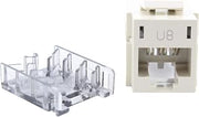 Hubbell HXJU8OW Xcelerator Modular Keystone USOC Jack, 8-Position, White