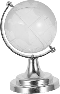 Toyvian Mini World Globe Glass Sphere Desktop Decoration for Office and Study, Rotatable Earth Globe Ball with Stand, Small Miniature Educational Geographic Ornament