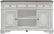 Starlight Canyon Home Rubberwood Solid Wood Dining Server with Drawers, Buffet Cabinet with Storage Sideboard for Dining Room Kitchen, White