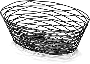 Tablecraft Artisan Oval Black Wire Baskets 9 inch - Pack of 6 | Serving, Bread, Chip, Food Baskets