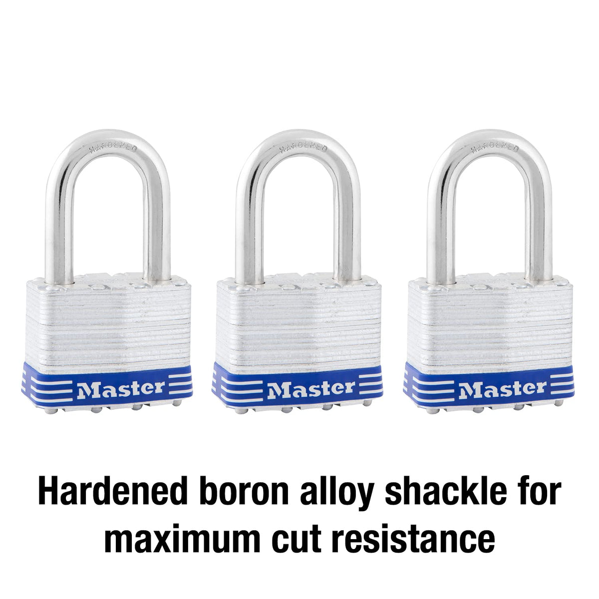 5TRILFPF Outdoor Padlock with Key by Master Lock – 3 Pack, Alloy Steel, Silver, Pack of 3