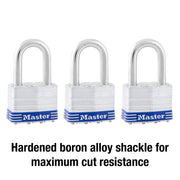 Master Lock 3 Pack / Silver / Industrial Keyed Padlocks