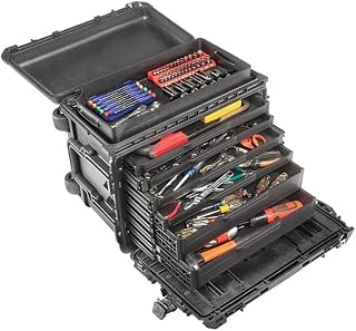 Pelican 004500-0610-110 0450Sd6, Protector Case/6 Shallow+1 Deep Drawers, Blk