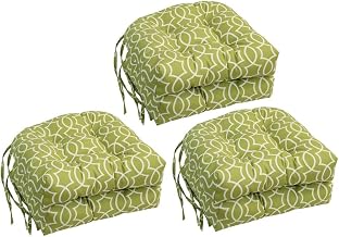 Blazing Needles 916X16US-T-6CH-OD-192 16 in. Spun Polyester Outdoor U-Shaped Tufted Chair Cushions Titan Kiwi - Set of 6