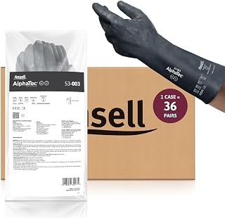 Ansell AlphaTec 53-003 Anti-Static Heat Resistant Neoprene Chemical Protection Work Gloves for Auto, Utilities, Recycling